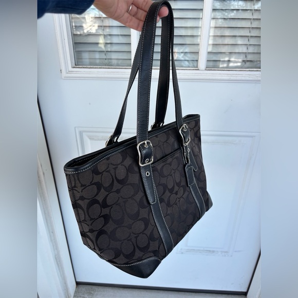 Vintage Coach Black Signature Tote Bag - Picture 6 of 12